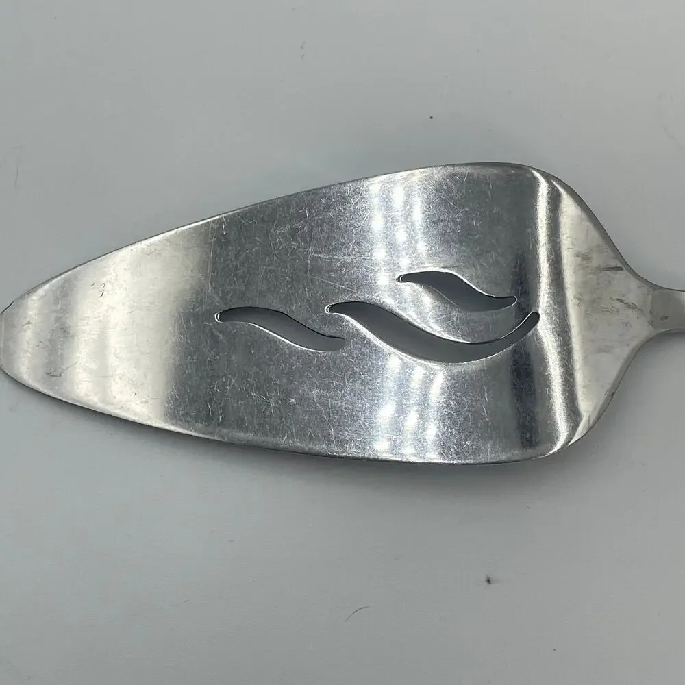 Vintage Ekco Eterna Stainless Steel Pierced Cake Pie Server Country Garden